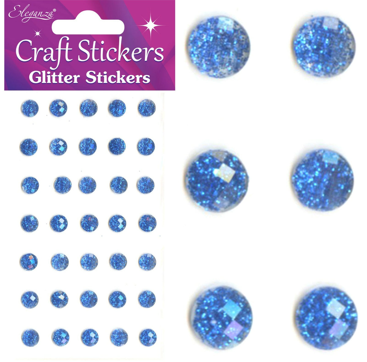 3D Stickers Craft Pearl Dots Sparkly Glitter Gem Craft Card Making Self Adhesive - 8mm - Royal Blue