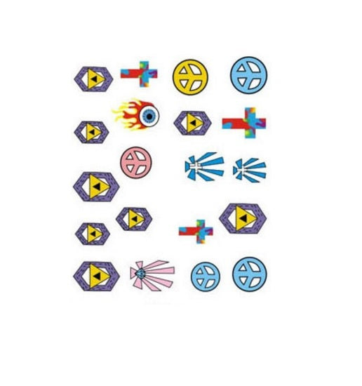 Nail Art Decals - Unicorn Cartoon Cute Water Transfers Kawaii Harajuku - Peace and Crosses
