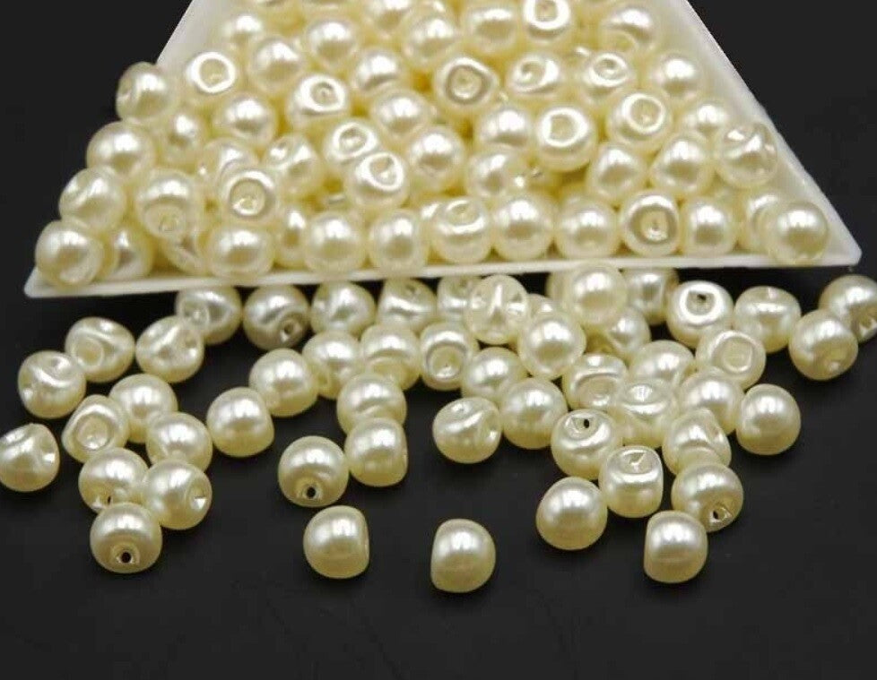 White or Ivory Pearl Bead Buttons Sideways Shank Buttons 6, 8, 10, 12, 14, 16mm - Cream