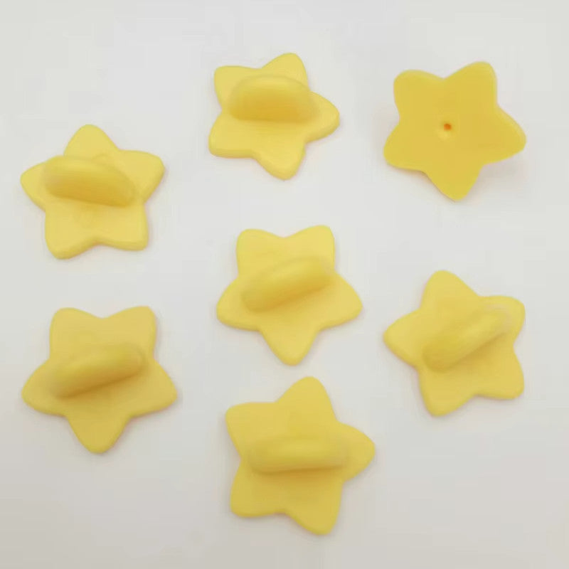 Star Coloured Rubber Pin Backs Keepers Replacement Uniform Badge Comfort Fit - Yellow