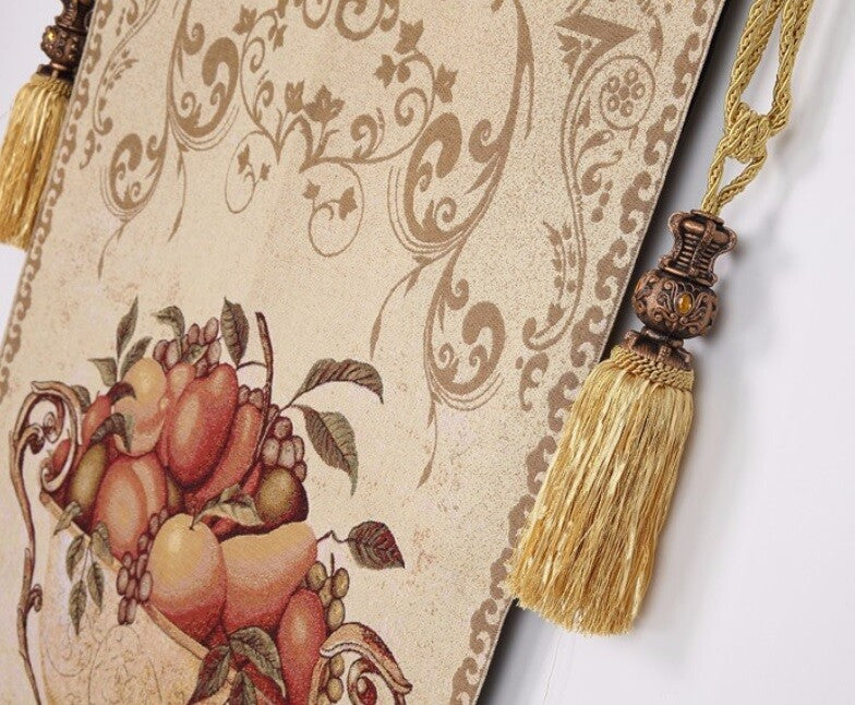 Aubusson Roman Still Life Cream Fruit Bowl Loom Woven Tapestry 138x88cm
