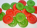 Merry Christmas Green Red Wooden Round Buttons - 4 Holes 35mm Sewing Craft Gift