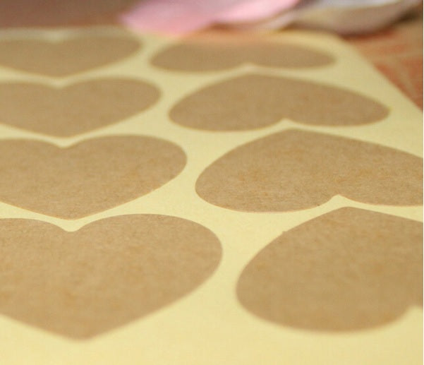 Blank Heart Manilla Paper Labels Heart Gift Food Craft Stickers Rustic Brown