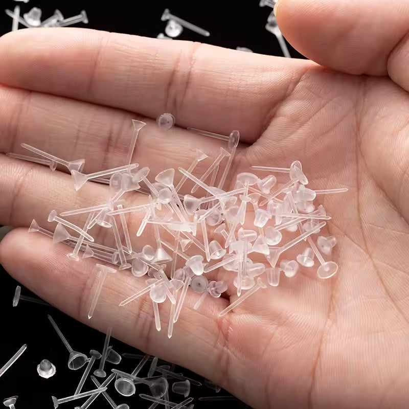 1000pcs Silicone Earring Posts & Backs - Jewellery Making Findings Craft Sets