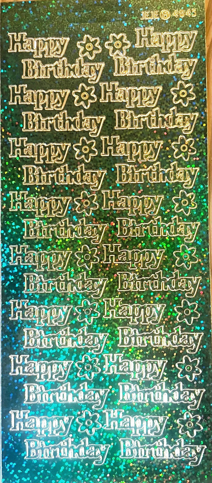 Happy Birthday Diamond Sparkle Peel Off Sticker Card Making Craft Stickers - Green