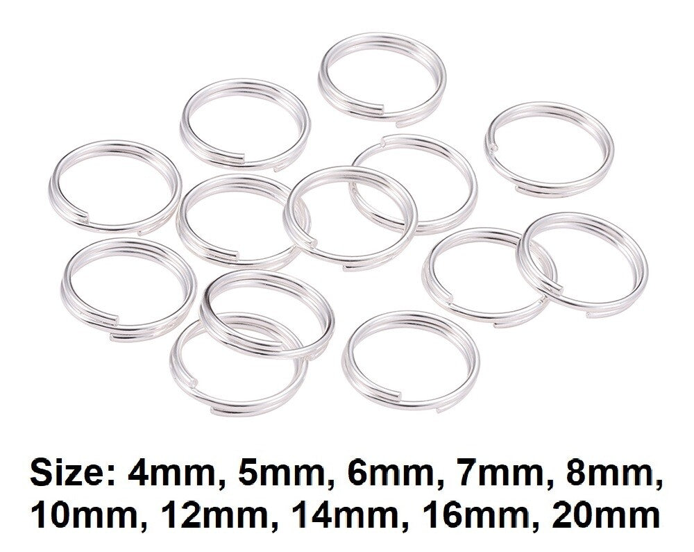 Silver Keyring Split Rings Key Chain Craft Jewellery Links Various Sizes 4-20mm