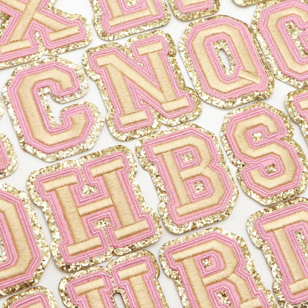 3D Gold & Coloured Patch Embroidered Letter Patches Iron on Alphabet 6cm