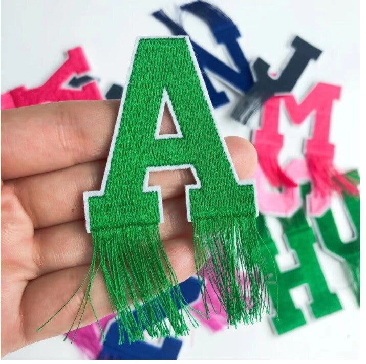 Embroidered Fringe Tassel Retro Patch Letter Patches Iron Sew on Alphabet 8cm