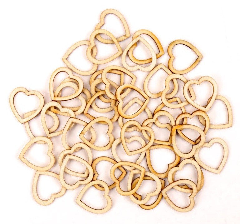 Wedding Valentine Table Decoration Scrapbook Wooden Hearts Worded Love Confetti - Hearts Design 3 - 15x13mm