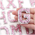 Pink & Silver Glitter Varsity Letter Patch Iron or Sew on Alphabet Patches
