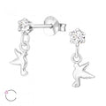 925 Sterling Silver Crystal Bird Dove Minimalist Stud Earrings 5x6mm & Gift Box