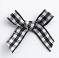 3cm Gingham Bow 6mm Bows Pre Tied Ribbon Sewing Crafts Wedding Cards Scrapbook - Black