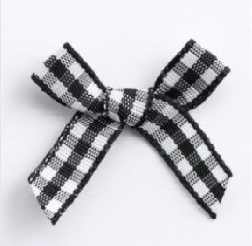 3cm Gingham Bow 6mm Bows Pre Tied Ribbon Sewing Crafts Wedding Cards Scrapbook - Black
