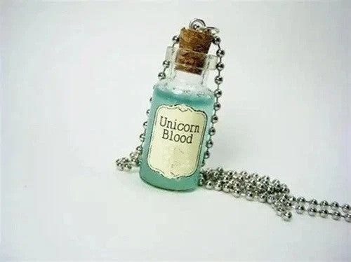 Unicorn Blood Bottle Necklace Kawaii Mythical Magical Charm Novelty Gift UK