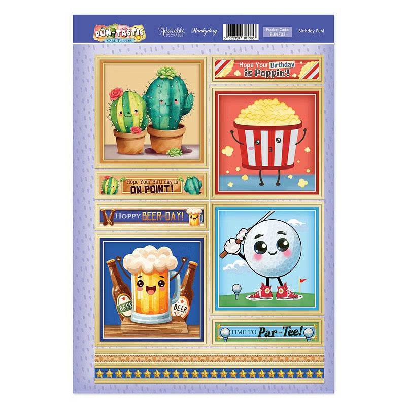 Hunkydory Greeting & Birthday Card Topper Making Kits Luxury Toppers for Cards - Birthday Pun!