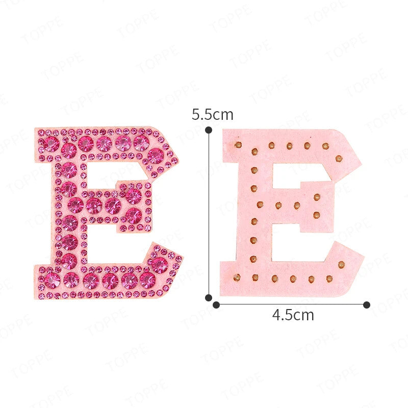5.5cm 3D Rhinestone Pink Patches Letter Alphabet Patch Iron on Letters Words