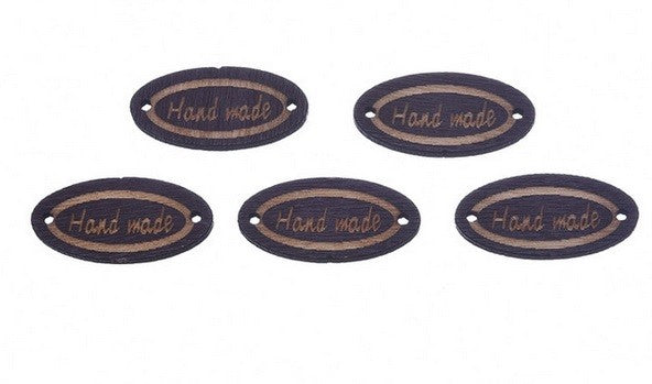 Handmade Wooden Tag Buttons Mixed Designs Craft Gift Tags Scrapbook 10/25/50/100 - Oval Brown