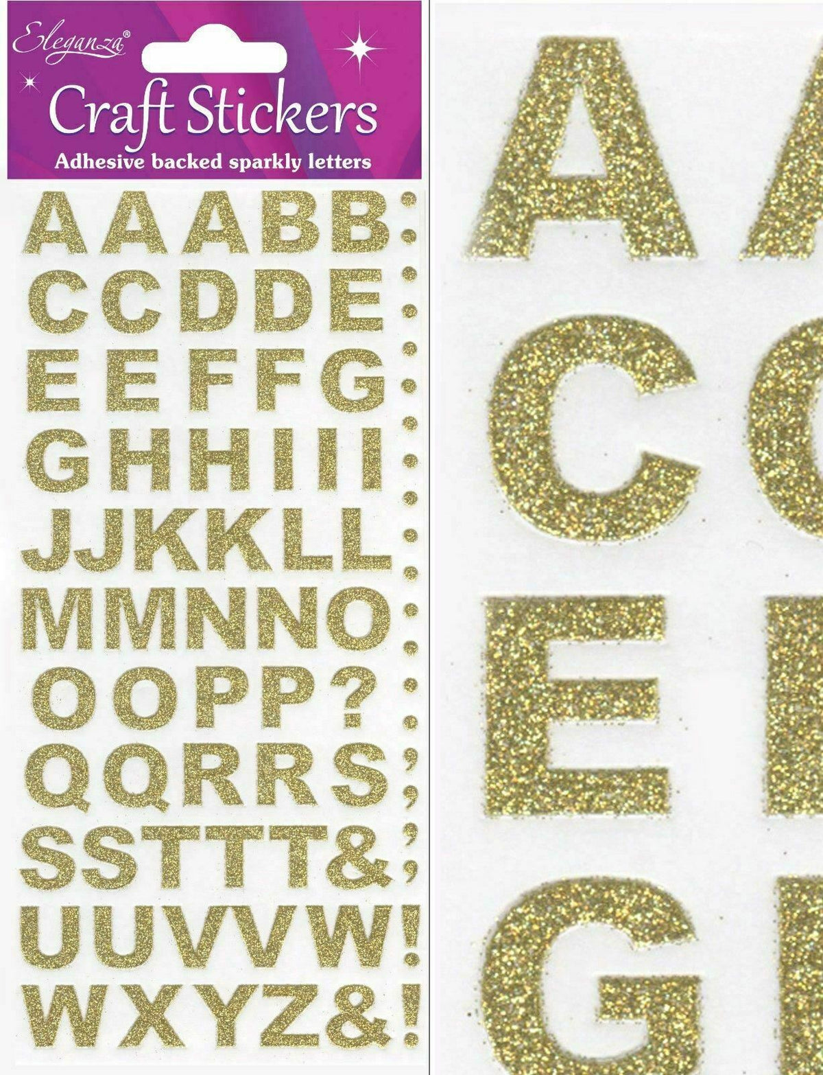 Self Adhesive Glitter Diamante Letters Number Alphabet Stickers Peel Off - Alphabet Gold Bold