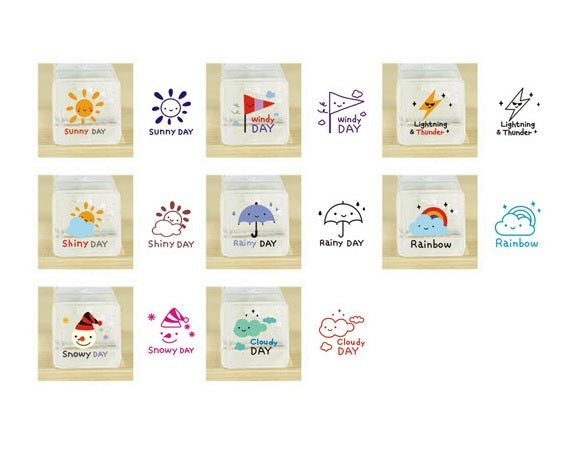 Schedule Rubber Stamp Set Weather - Couples - Emotion Planner Journal Kawaii UK - Weather