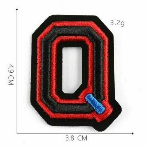 3D Varsity Letter Patch Patches Sew On Embroidered Customise Clothing Alphabet - Q