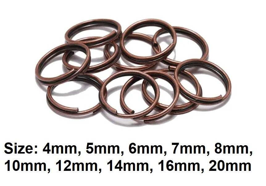 Red Copper Keyring Split Rings Key Chain Jewellery Links Various Sizes 4-20mm