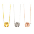 Round Hollow Minimalist Deer Stag Head Pendant Necklace & Gift Bag