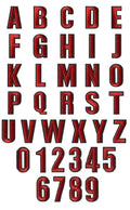 Red Letter Patch Iron or Sew on Alphabet Numbers Embroidered Customise 5cm Tall