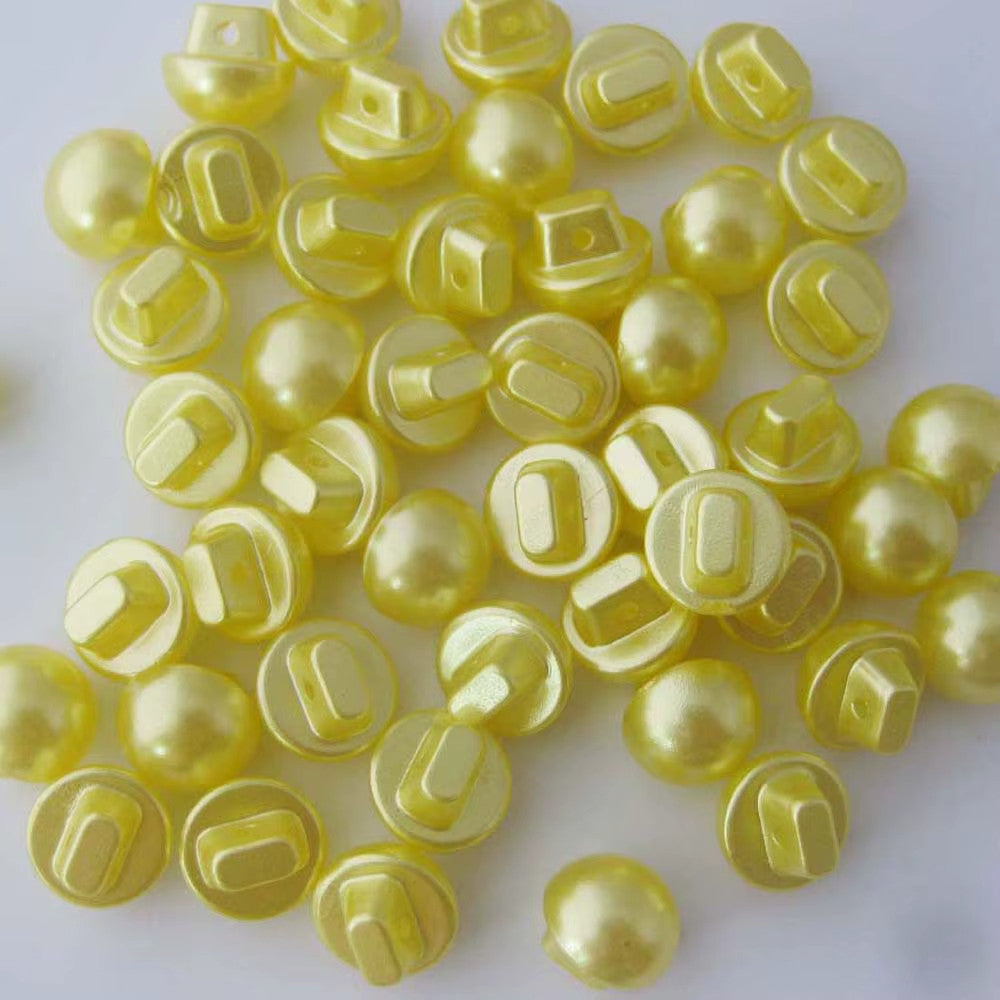 Buttons Half Pearl Shank Mushroom Button Side Shank 10mm - Yellow