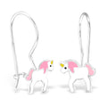 925 Sterling Silver Magical Unicorn Earrings Pink & White & Mini Gift Box
