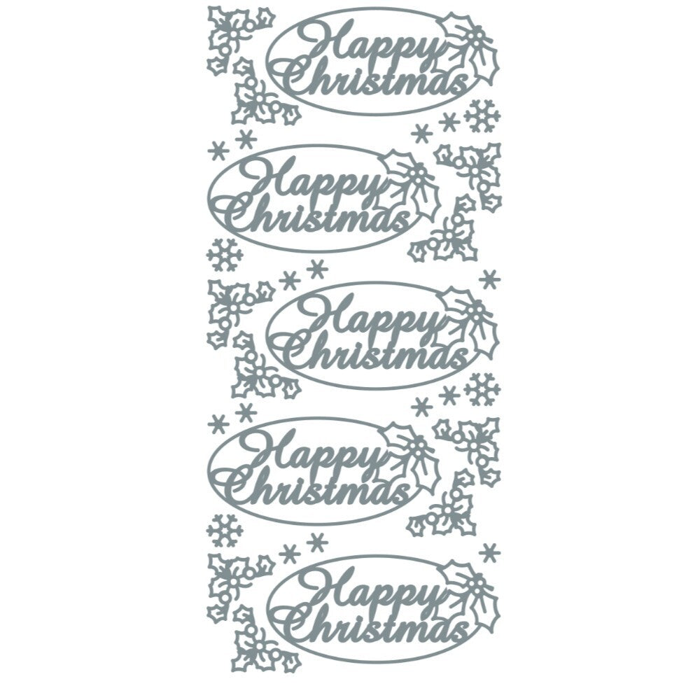 Merry Christmas Happy Christmas Peel Off Sticker Card Making Craft Stickers - Happy Christmas Silver D2