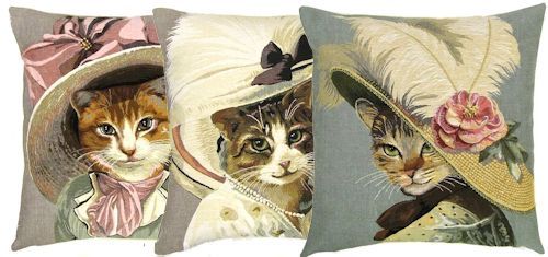 Belle Epoque Cats Tapestry Cushion Covers 18" x 18"