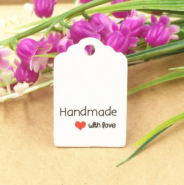 Craft Paper Tags 'Handmade with Love' & 'Thank You' Hand Made Mini Gift Tags - 7