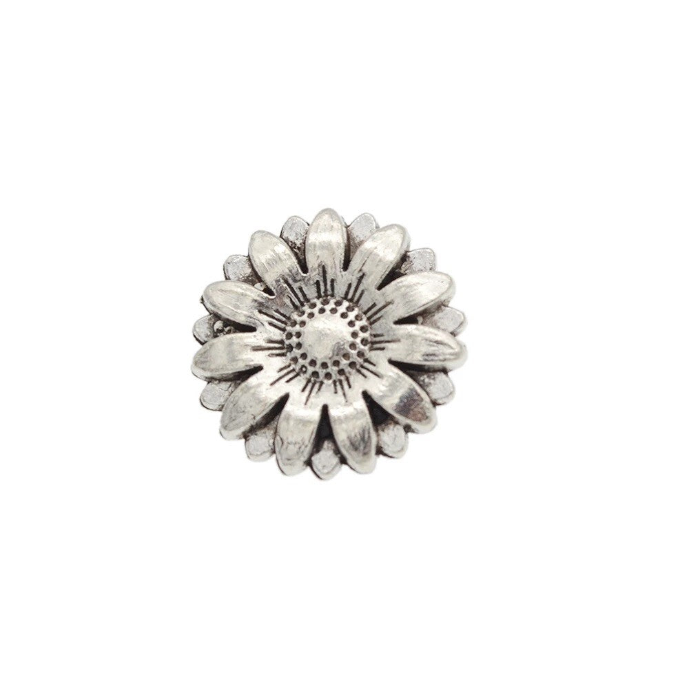 Antique Silver Metal Buttons Flower Square Round Side Shank