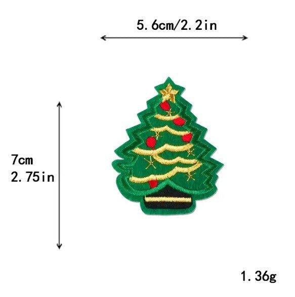 Christmas Tree Reindeer Snowflake Candy Patch Iron on Patches Customise Clothes - Christmas Tree Design 1