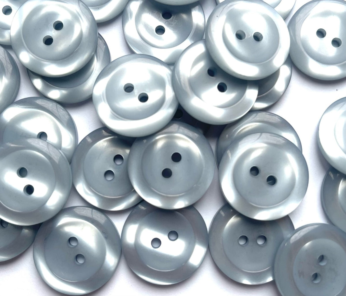 Pearlised Easy Match Dish Buttons Pearl Effect - Sizes: 11.5mm/15mm/18mm/20mm - Grey