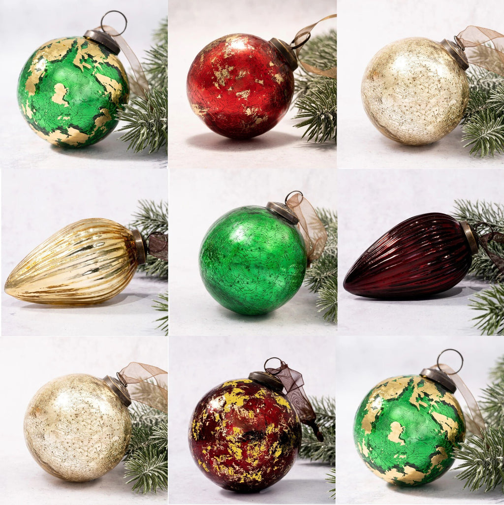 XL Glass Handcrafted Baubles Premium Traditional Christmas Tree Bauble 10cm
