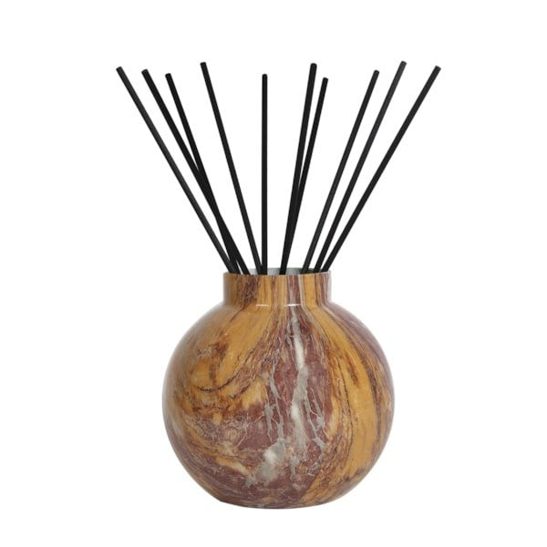 Large Marbled Glass Reed Diffuser Vase with 50 Reeds Aroma Holds up to One Litre - Breccia