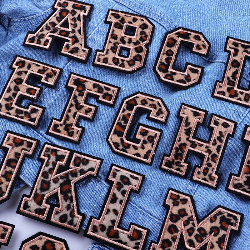 6cm 3D Leopard Print Animal Chenille Patch Letter Patches Iron Sew on Alphabet