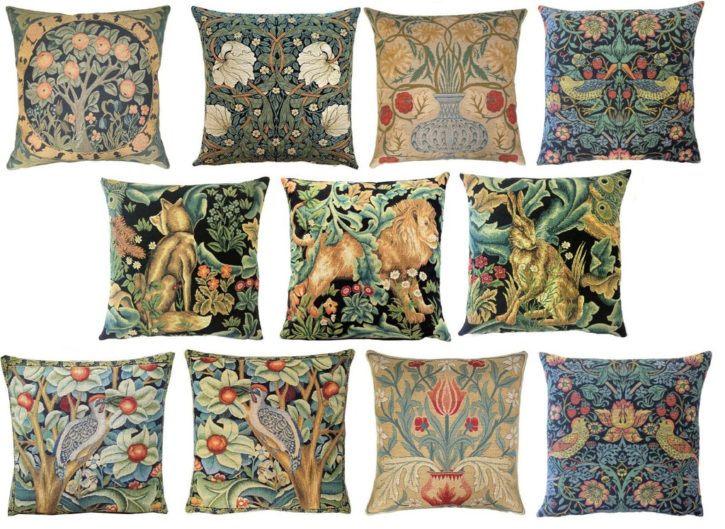William Morris Tapestry Cushion Covers Orange Tree Pimpernel Strawberry