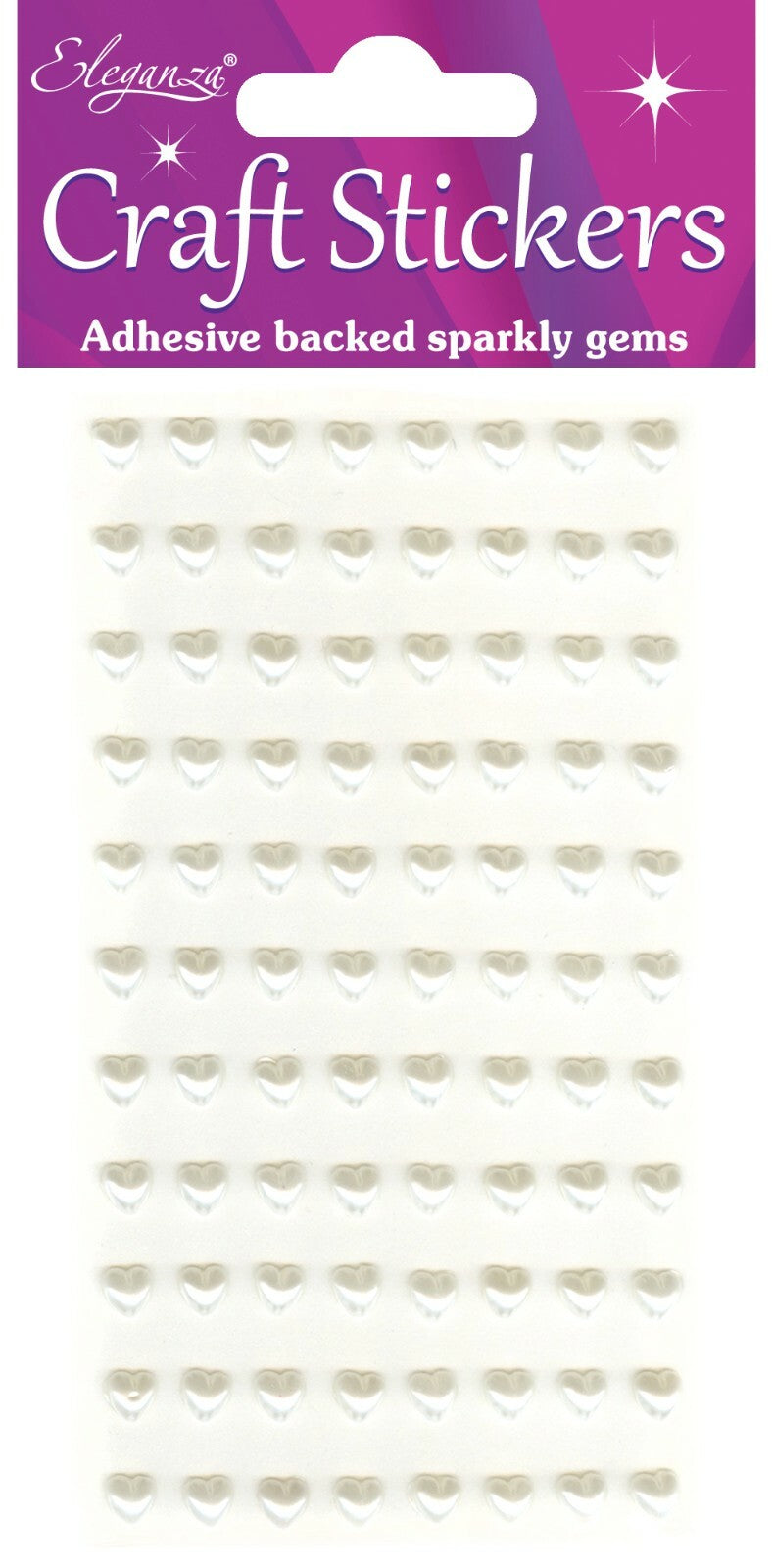 Self Adhesive Pearl Heart Gems 3D Stickers Craft Wedding Sheet of 88 Hearts 6mm - Pearl Ivory