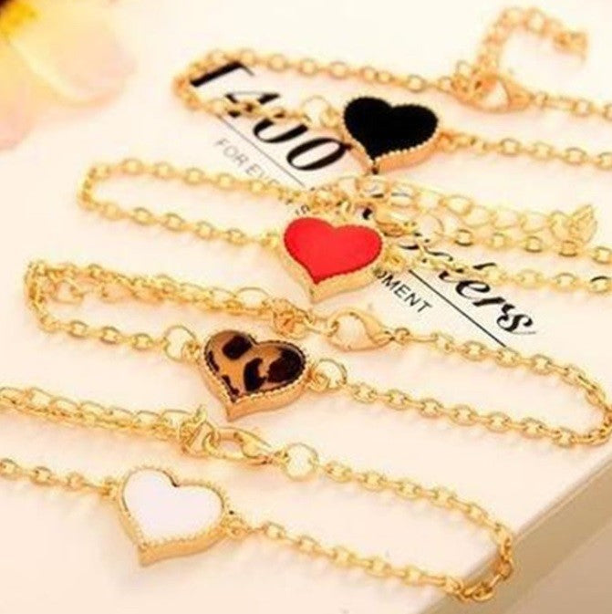 Enamel Heart Bracelet Bangle Fashion Love Red Black White & Gift Bag