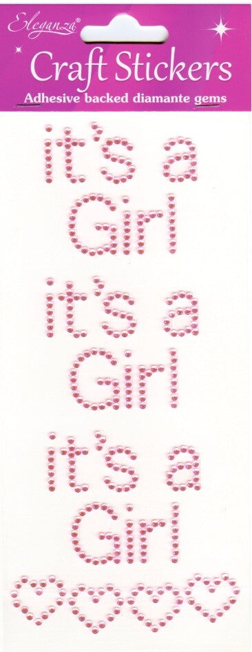 It's a Boy It's a Girl Baby Shower Gender Reveal 3D Stickers Craft Self Adhesive - Its a Girl