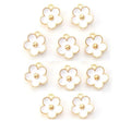 10 Gold Plated And White Enamel Daisy Flower Charms Pendants Jewellery Making