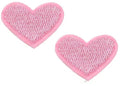 2 Light Pink Heart Patches Iron On Sew On Hearts Patch Embroidered Badges