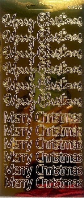 10 Sheets - Gold Mirror Merry Christmas Peel Off Sticker Card Craft Stickers