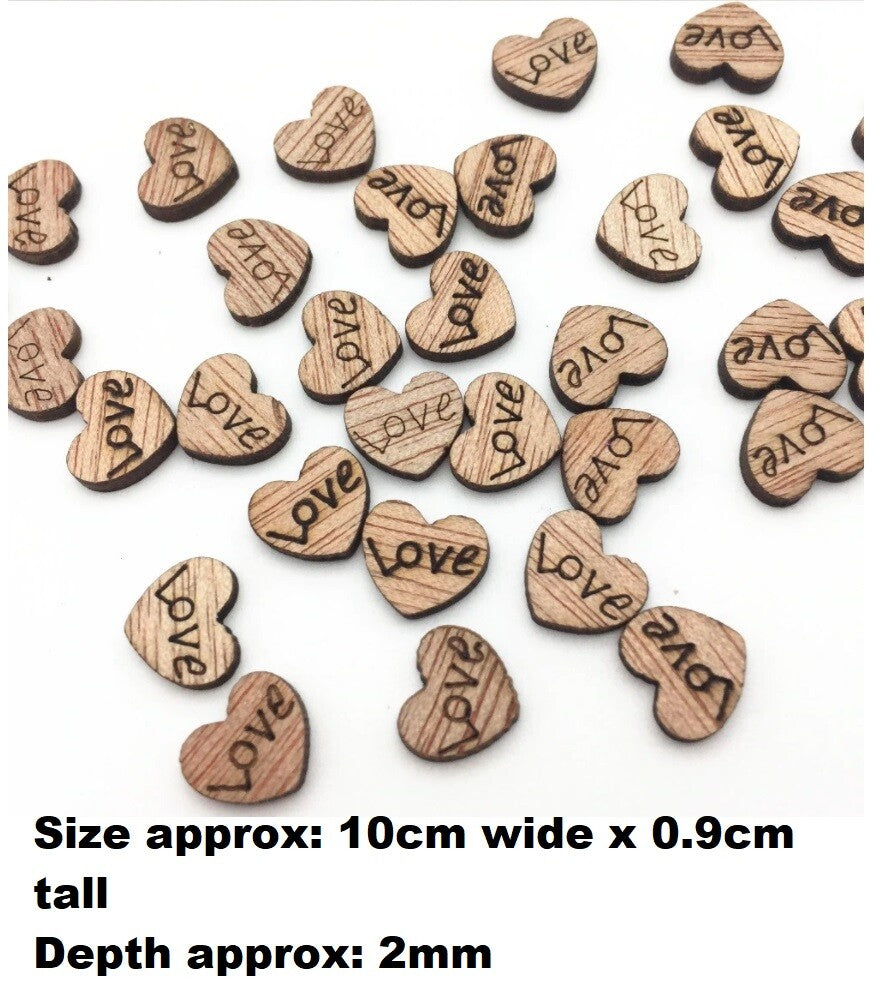 Wedding Valentine Table Decoration Scrapbook Wooden Hearts Worded Love Confetti - Mini Hearts 10mm