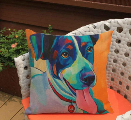 CUSHION COVER DECORATIVE DOG BREEDS ART CANVAS VINTAGE RETRO 43 x 43 CM - 5