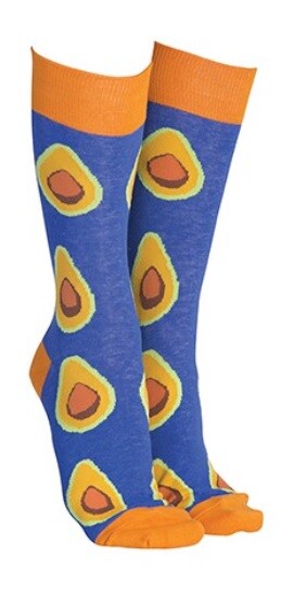 Sock Society Cotton Soft Stretchy Christmas Socks One Size Fits all (Adult 5-12) - Avocado Orange/Blue 1 Pair