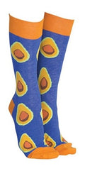 Sock Society Cotton Soft Stretchy Christmas Socks One Size Fits all (Adult 5-12) - Avocado Orange/Blue 1 Pair