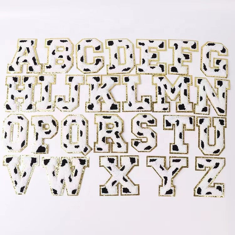8cm Large 3D Animal Cow Chenille Patch Letter Patches Iron Sew on Alphabet